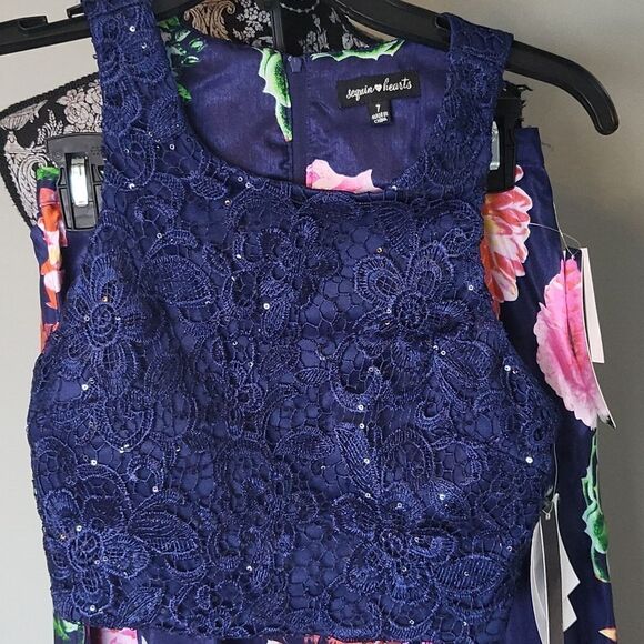 Women's Sequin Hearts Two-Piece Gown, Size 7 - Blue - Picture 2 of 6